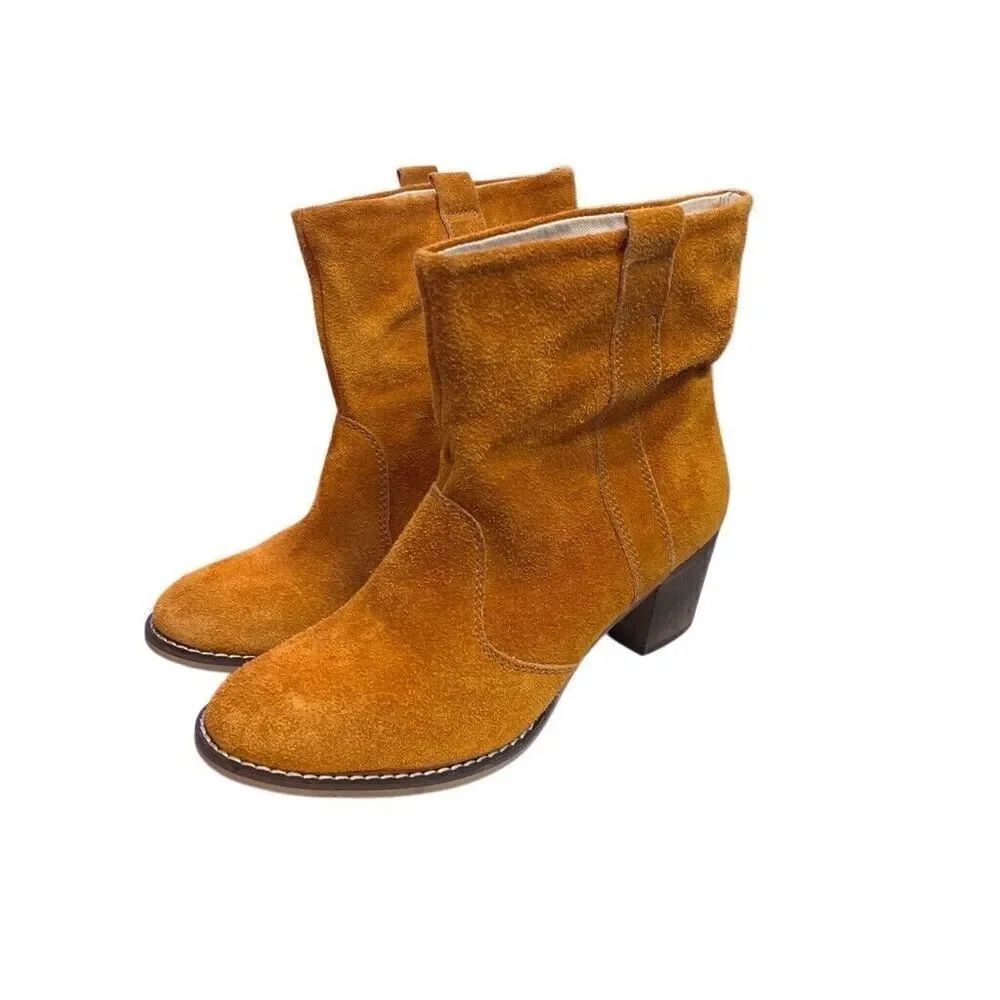 SUNDANCE Suede Leather Ankle Boots 41 US 10 Burnt Orange Lavorazione Artigiana